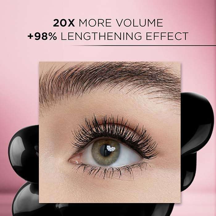 L'Oreal Paris Voluminous Makeup Lash Paradise Mascara, Voluptuous Volume, Intense Length, Feathery Soft Full Lashes, No Flaking, No Smudging, No Clumping, Black Brown, 0.25 Fl Oz (Pack of 1) - Image 4
