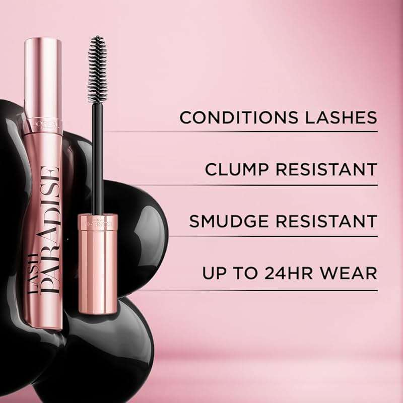 L'Oreal Paris Voluminous Makeup Lash Paradise Mascara, Voluptuous Volume, Intense Length, Feathery Soft Full Lashes, No Flaking, No Smudging, No Clumping, Black Brown, 0.25 Fl Oz (Pack of 1) - Image 5