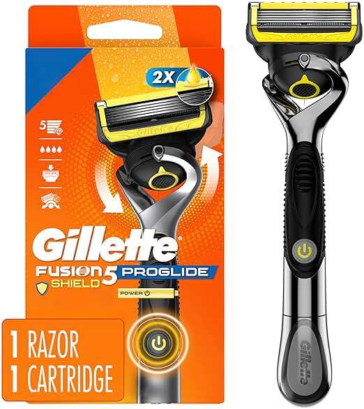 Gillette Fusion5 ProGlide Shield Shaving Razor for Men, 1 Power Razor Handle, 1 Refill, 2x Lubrication, Battery-Powered with FlexBall Handle and Precision Trimmer for Men - Image 1