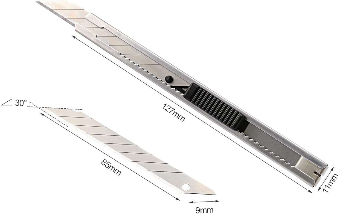 FOSHIO Utility knife Retractable with 30 Degree Snap Off Blade 9MM Box Cutter Knife, Office Vinyl and Paper Cutting Craft Knives, Pack of 3 - Image 2