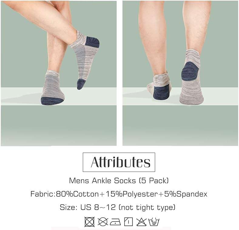 Mottee&Zconia Ankle Low Cut Socks for Men/Women Short Cotton Casual Anti-Skid Moisture Wicking Socks - Image 4