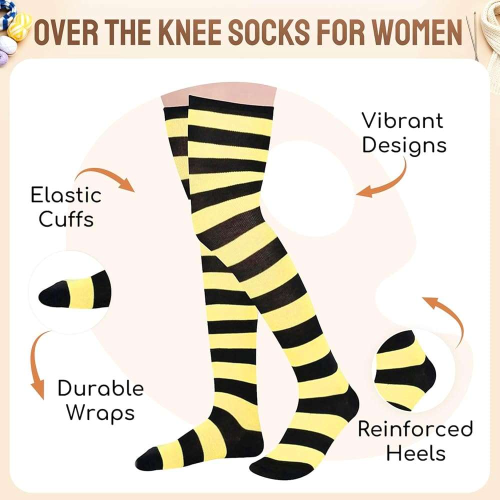 Zmart Women's Striped Thigh High Socks - Long Over the Knee Socks for Teens and Women - Image 2