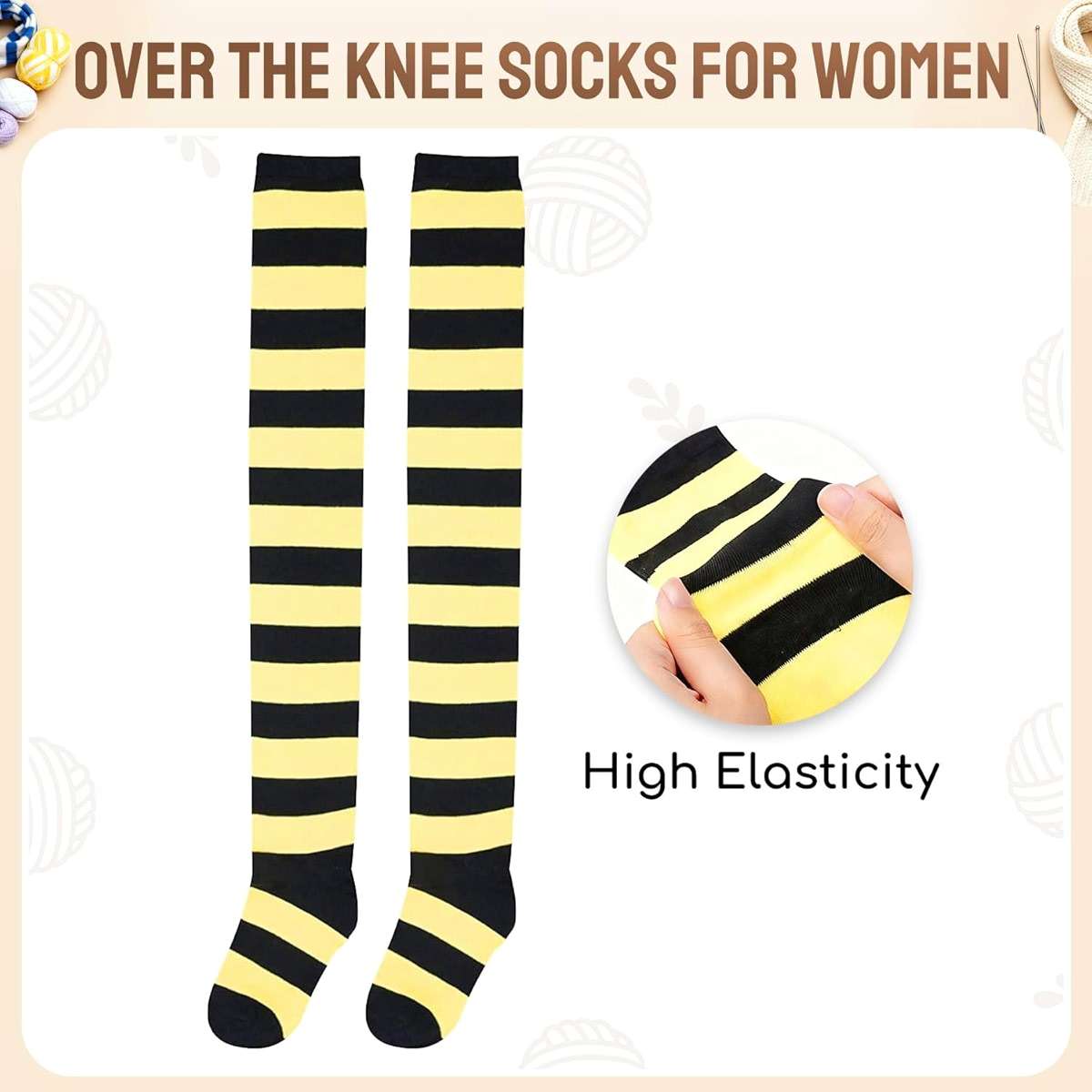 Zmart Women's Striped Thigh High Socks - Long Over the Knee Socks for Teens and Women - Image 3