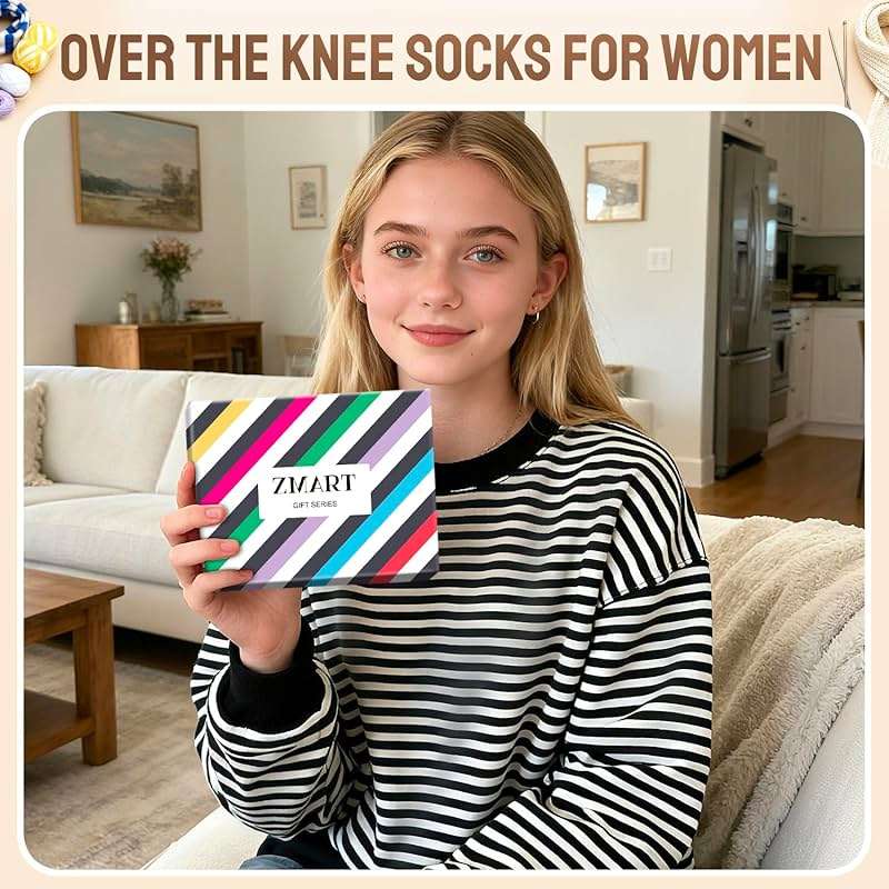 Zmart Women's Striped Thigh High Socks - Long Over the Knee Socks for Teens and Women - Image 6