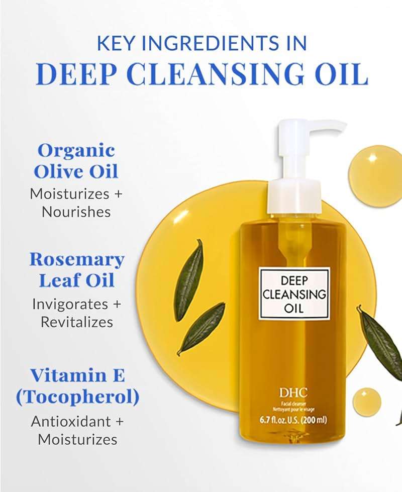 DHC Deep Cleansing Oil and Travel Size, Facial Cleansing Oil, Makeup Remover, Cleanses without Clogging Pores, Residue-Free, Fragrance and Colorant Free, For All Skin Types, 6.7 oz and 1 oz - Image 4