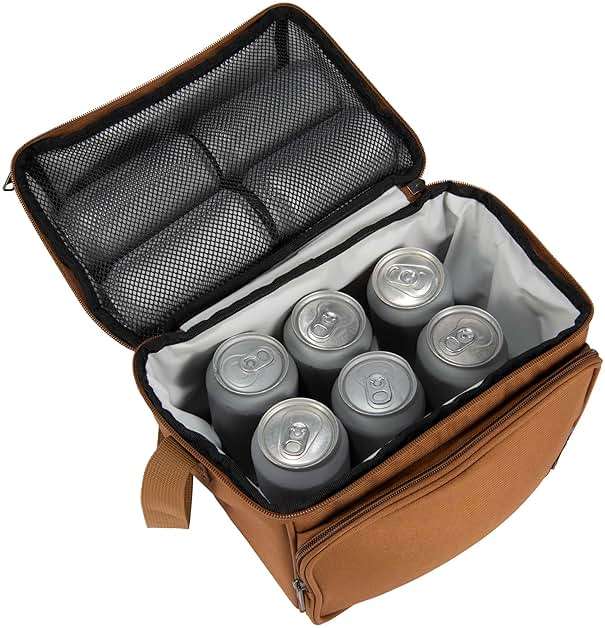 Carhartt Camping Cooler, Worksite Lunchbox, Soft Shell Lunch Bag for Construction Sites, Work and Everyday Use, Brown - Image 5