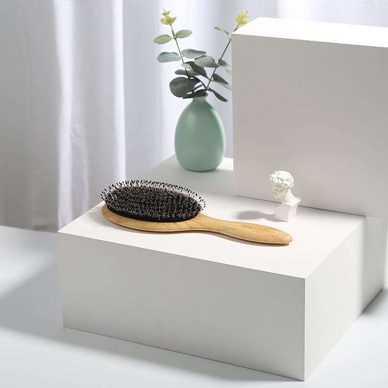 BESTOOL Hair Brush-Boar Bristle Hair Brushes Natural Bamboo Wooden Cushion Massage Anti Static Large Paddle Hairbrush for Women Men and Kid (Round) - Image 9