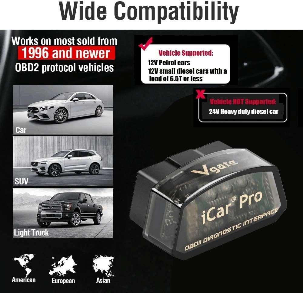 Vgate iCar Pro Bluetooth 4.0 (BLE) OBD2 Fault Code Reader OBDII Code Scanner Car Check Engine Light for iOS/Android | Fault Code Reader, OBDII, Car Check Engine Light, iOS/Android Compatible - Image 3
