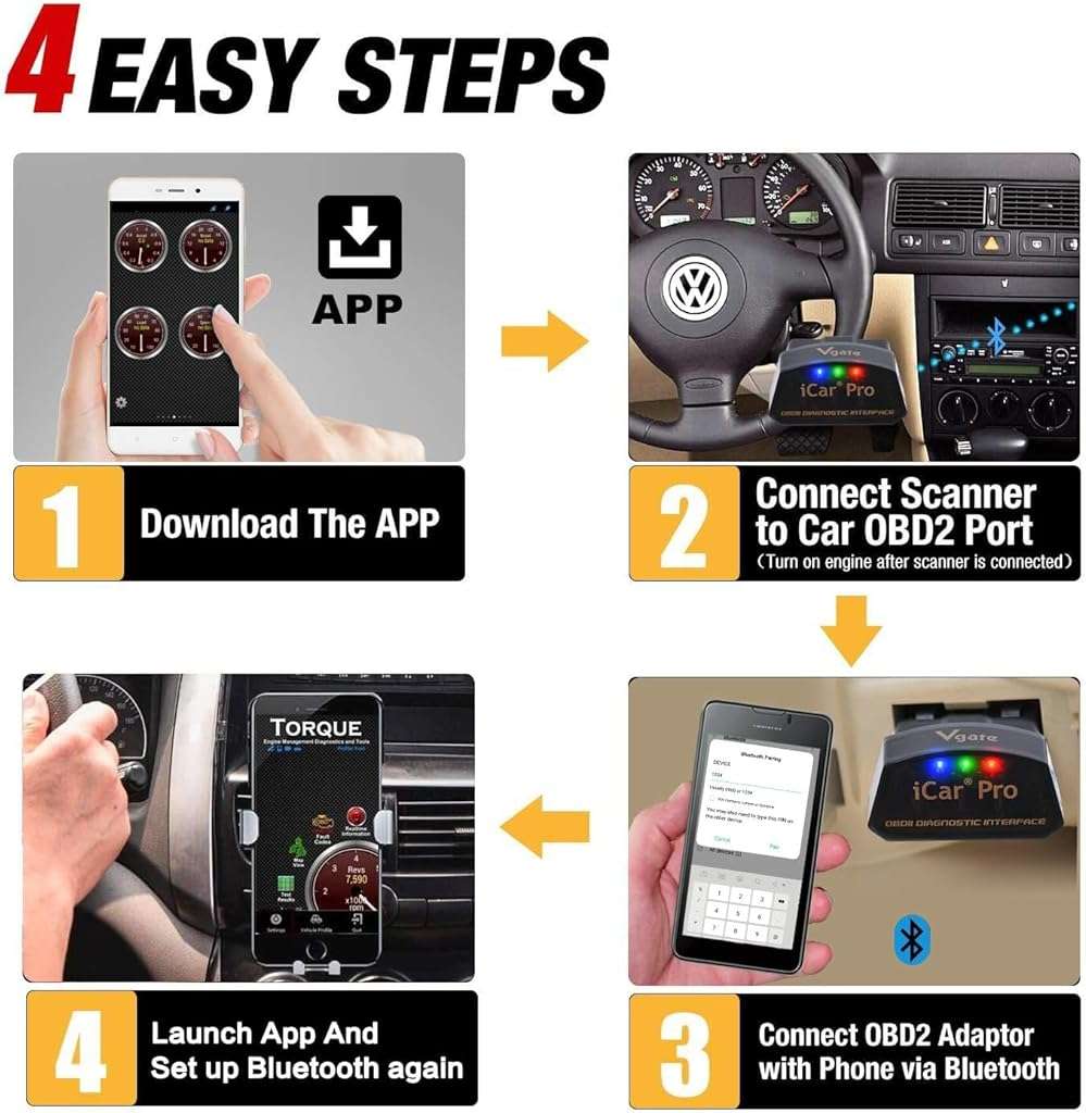 Vgate iCar Pro Bluetooth 4.0 (BLE) OBD2 Fault Code Reader OBDII Code Scanner Car Check Engine Light for iOS/Android | Fault Code Reader, OBDII, Car Check Engine Light, iOS/Android Compatible - Image 4