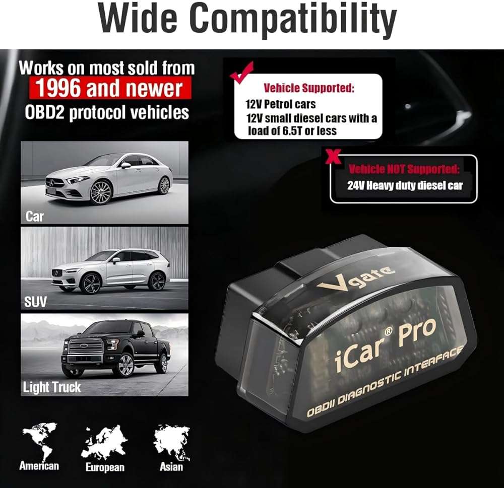 Vgate iCar Pro Bluetooth 4.0 (BLE) OBD2 Fault Code Reader OBDII Code Scanner Car Check Engine Light for iOS/Android | Fault Code Reader, OBDII, Car Check Engine Light, iOS/Android Compatible - Image 6