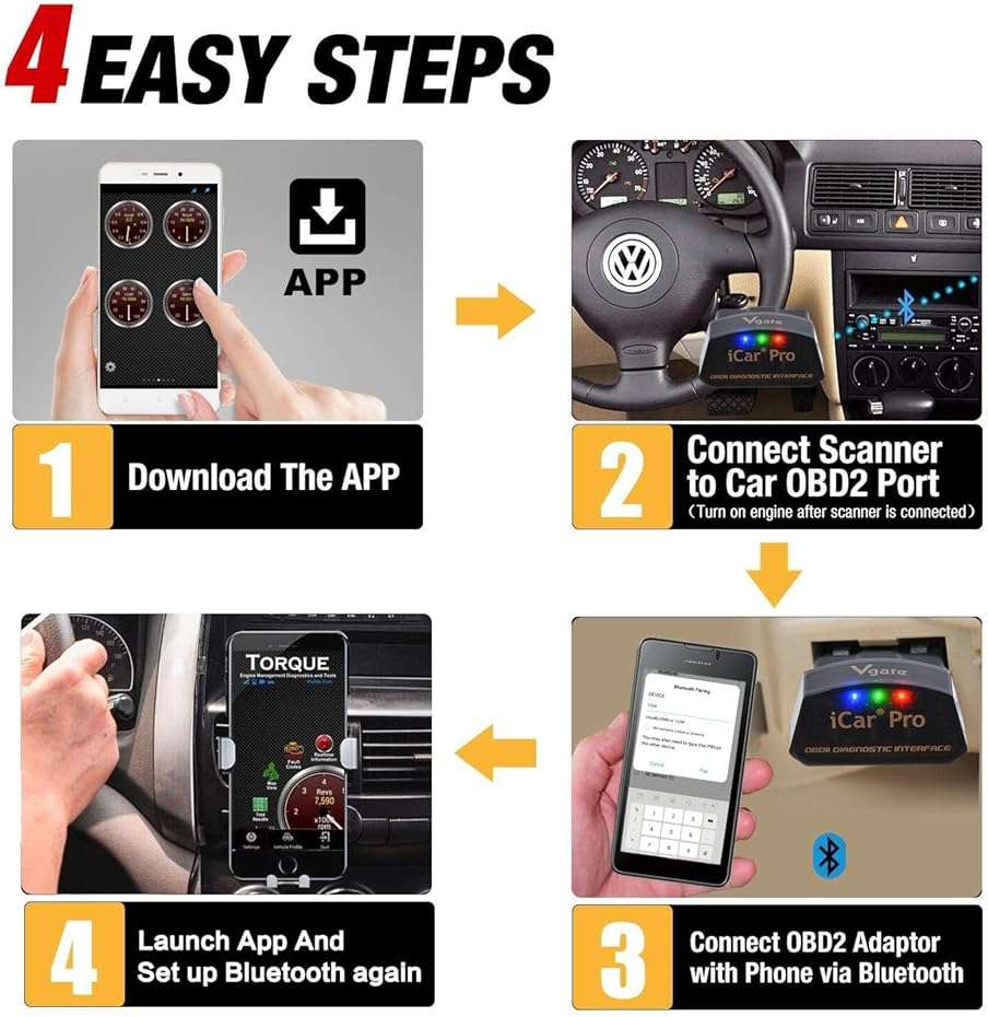 Vgate iCar Pro Bluetooth 4.0 (BLE) OBD2 Fault Code Reader OBDII Code Scanner Car Check Engine Light for iOS/Android | Fault Code Reader, OBDII, Car Check Engine Light, iOS/Android Compatible - Image 8