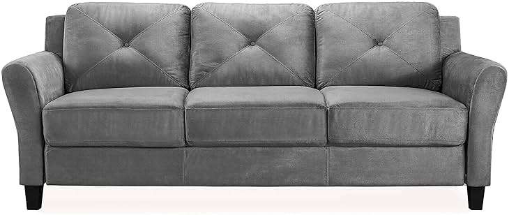 Studio Living Harrington 80.3" Sofa, Transitional Modern, Pocket Coil Comfort, Easy Assembly, Microfiber Fabric, Dark Grey - Image 2