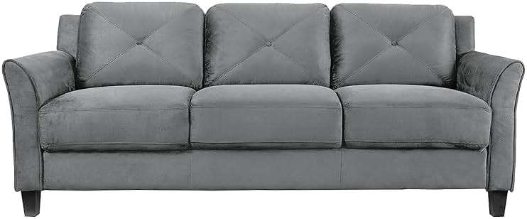 Studio Living Harrington 80.3" Sofa, Transitional Modern, Pocket Coil Comfort, Easy Assembly, Microfiber Fabric, Dark Grey - Image 9