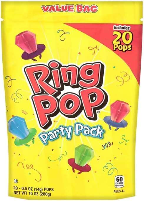 Ring Pop Candy, Valentine's Lollipops, 20 Ct Party Favors in Assorted Fruity Flavors - Full Size, Fun Hard Candy For Birthday Parties, Valentine's Gifts, Goodie Bags, Party Favors - Image 1