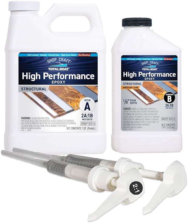 TotalBoat High Performance Epoxy Kit - Crystal Clear Marine Grade Resin and Hardener for Woodworking, Fiberglass, Wooden Boat Building and Repairs (1.5 Quart, Medium) - Image 1