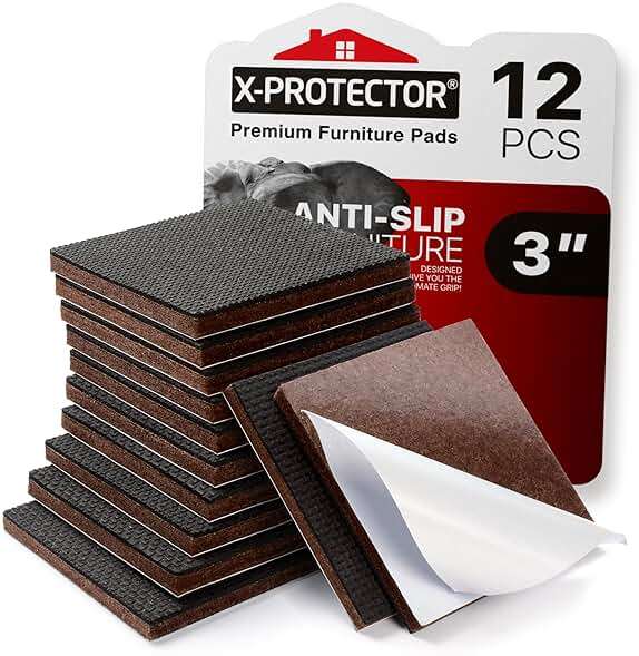 X-PROTECTOR Non Slip Furniture Pads – 12 Premium Furniture Grippers 3"! Best SelfAdhesive Rubber Feet Furniture Feet – Ideal Non Skid Furniture Pad Floor Protectors – Keep Furniture in Place! - Image 1