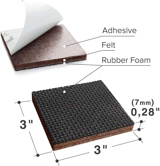 X-PROTECTOR Non Slip Furniture Pads – 12 Premium Furniture Grippers 3"! Best SelfAdhesive Rubber Feet Furniture Feet – Ideal Non Skid Furniture Pad Floor Protectors – Keep Furniture in Place! - Image 2