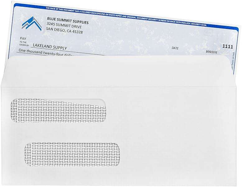 500 No. 8 Flip and Seal Double Window Security Check Envelopes - Designed for Quickbooks Printed Checks - Number 8 Size 3 5/8 Inch x 8 11/16 Inch - Image 4