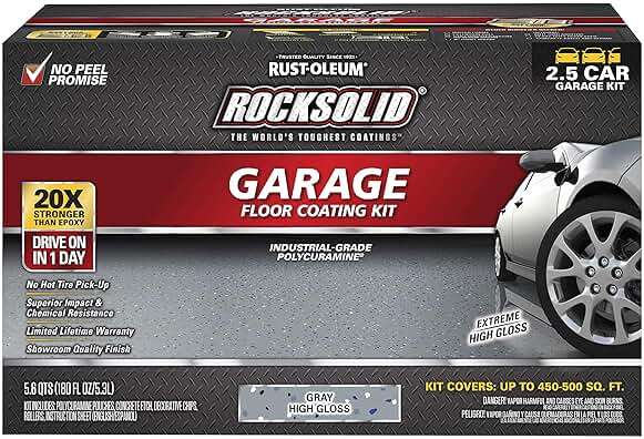 Rust-Oleum 293513 RockSolid Polycuramine Garage Floor Coating, 2.5 Car Kit, High Gloss Gray, 1 Count (Pack of 1) - Image 1