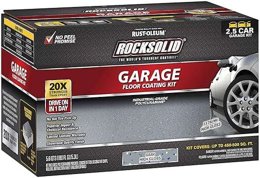 Rust-Oleum 293513 RockSolid Polycuramine Garage Floor Coating, 2.5 Car Kit, High Gloss Gray, 1 Count (Pack of 1) - Image 2