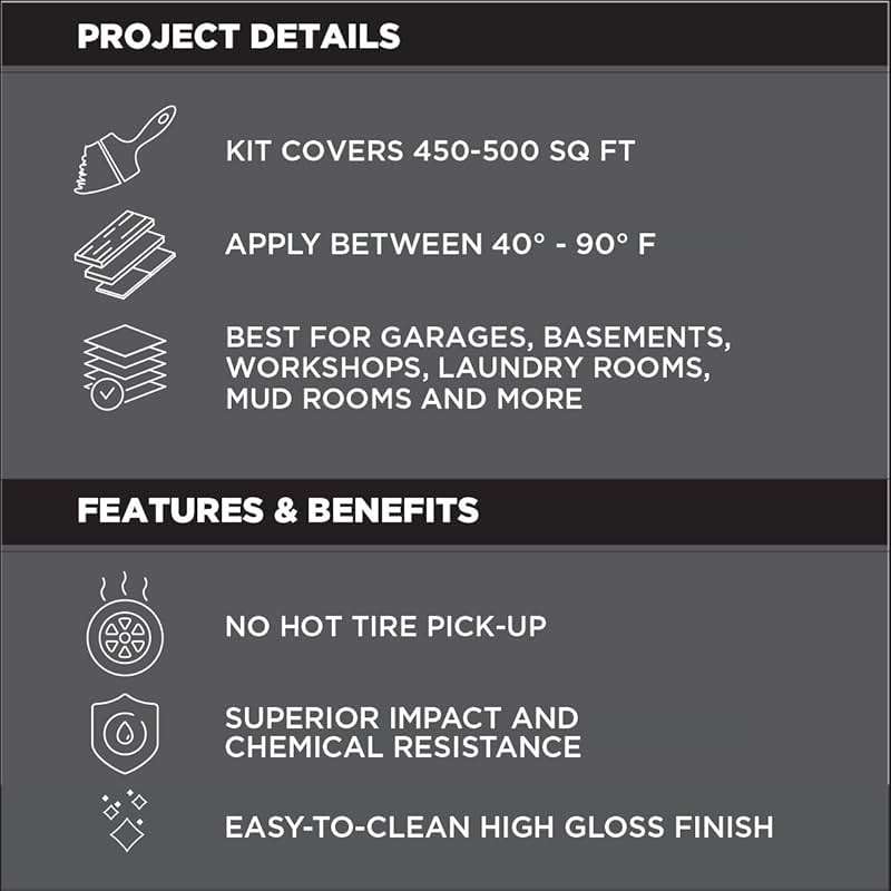 Rust-Oleum 293513 RockSolid Polycuramine Garage Floor Coating, 2.5 Car Kit, High Gloss Gray, 1 Count (Pack of 1) - Image 5