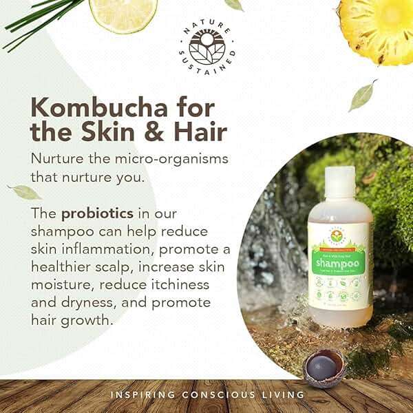 Nature Sustained Natural Shampoo - Organic, Raw & Wildcrafted with Probiotics, Hypoallergenic Natural & Sulfate Free Shampoo for Sensitive Scalp, Dry Hair, Dandruff, Eczema & Psoriasis, 9oz, Original - Image 3