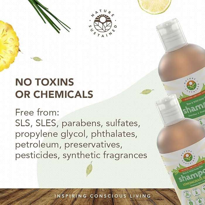 Nature Sustained Natural Shampoo - Organic, Raw & Wildcrafted with Probiotics, Hypoallergenic Natural & Sulfate Free Shampoo for Sensitive Scalp, Dry Hair, Dandruff, Eczema & Psoriasis, 9oz, Original - Image 7
