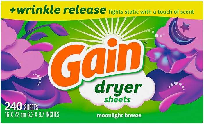 Gain Moonlight Breeze Anti Static Dryer Sheet, For Laundry Wrinkle Care, 240 Count - Image 8