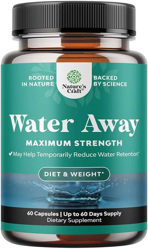 Water Away Supplement for Fast Bloating and Swelling Relief Pure Natural Diuretic Pills Reduce Retention Support Weight Loss Boost Energy Levels - 60 Count - Image 1
