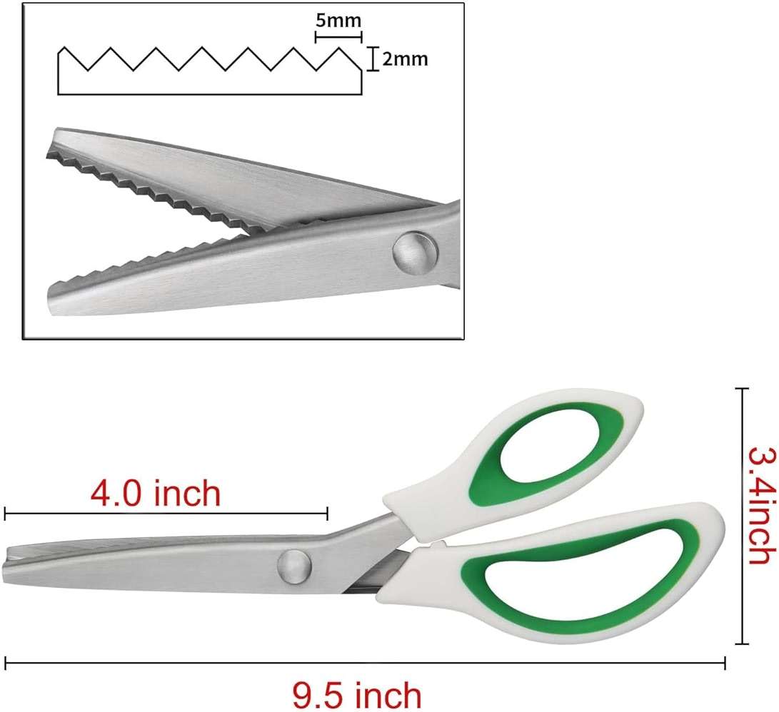 JISTL Green Pinking Shears Comfort Grips Crafts Zig Zag Cut Sewing Scissors,Professional Handheld Dressmaking - Image 4