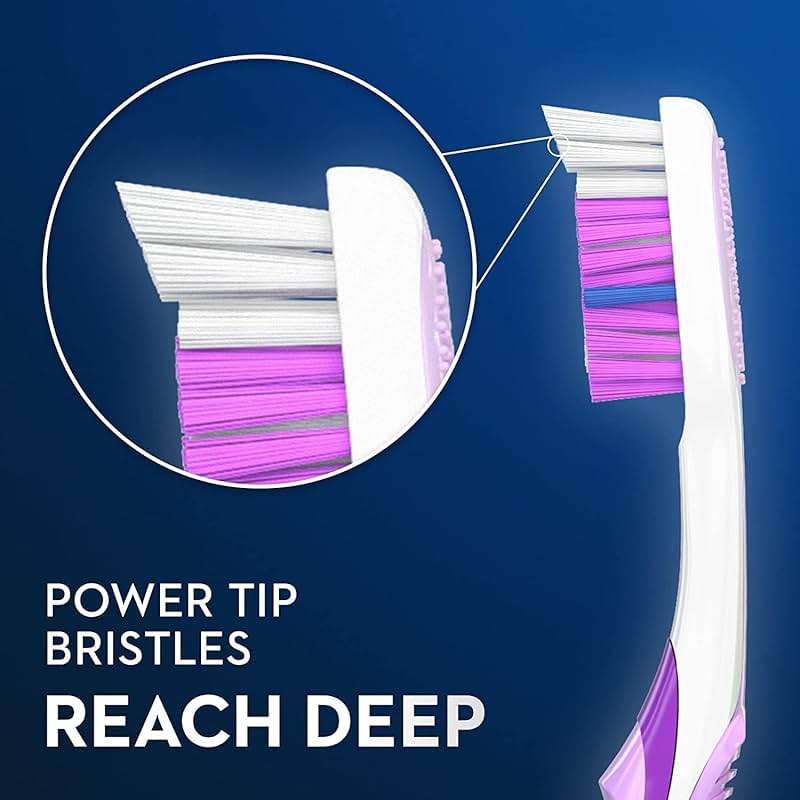 Oral-B 3D White Manual Toothbrush, 4-Pack, Stain Eraser, Soft Bristle Brushes, Adult Teeth Whitening, Daily Plaque Removal, Built-in Tongue Scraper Cheek Cleaner, Travel Size Toiletries - Image 3