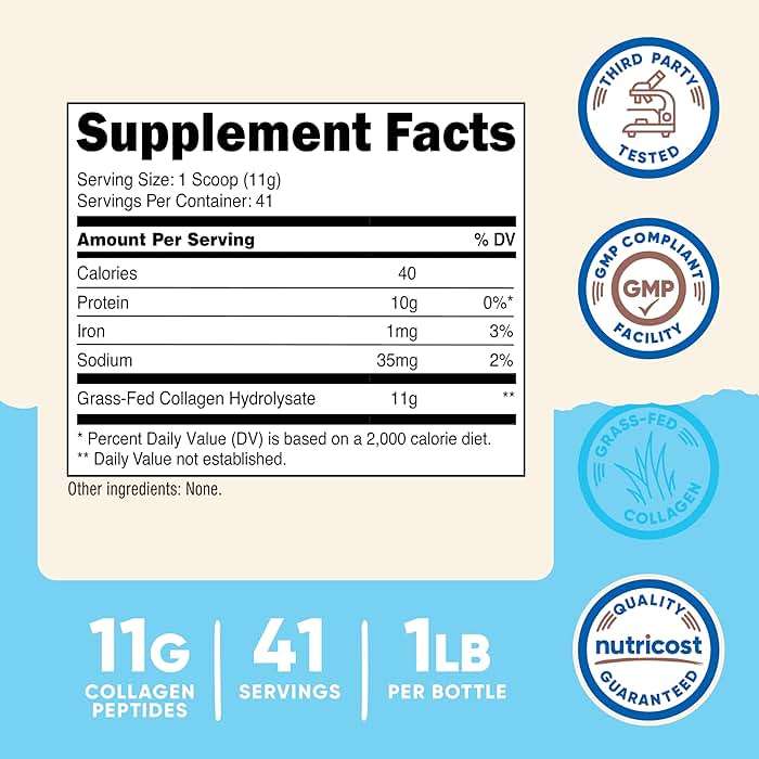 Nutricost Collagen Peptides Powder 1LB (454 G) - Grass Fed Bovine Collagen Hydrolysate (Unflavored) - Image 2