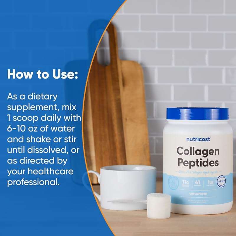 Nutricost Collagen Peptides Powder 1LB (454 G) - Grass Fed Bovine Collagen Hydrolysate (Unflavored) - Image 7