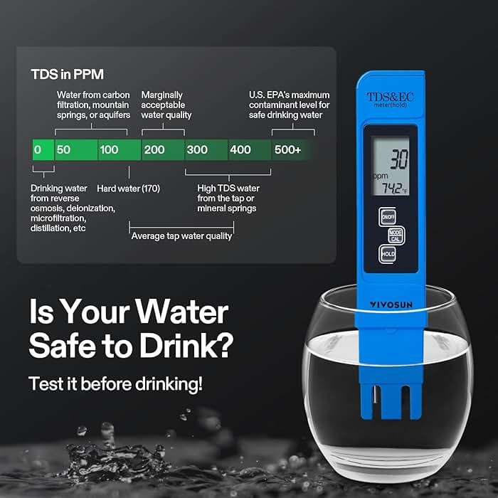 VIVOSUN Digital pH and TDS Meter Kits, 0.01pH High Accuracy Pen Type pH Meter ± 2% Readout Accuracy 3-in-1 TDS EC Temperature Meter for Hydroponics, Pool and Aquarium, Yellow Blue, UL Certified - Image 6
