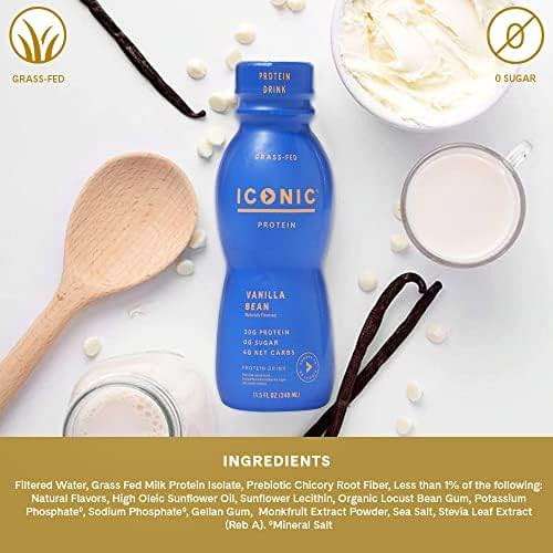 Iconic Protein Drinks, Vanilla Bean (12 Pack) - Sugar Free & Low Carb - 20g Grass Fed Protein - Lactose Free, Gluten Free, Non-GMO, Kosher - Keto Friendly Protein Shakes - Image 6