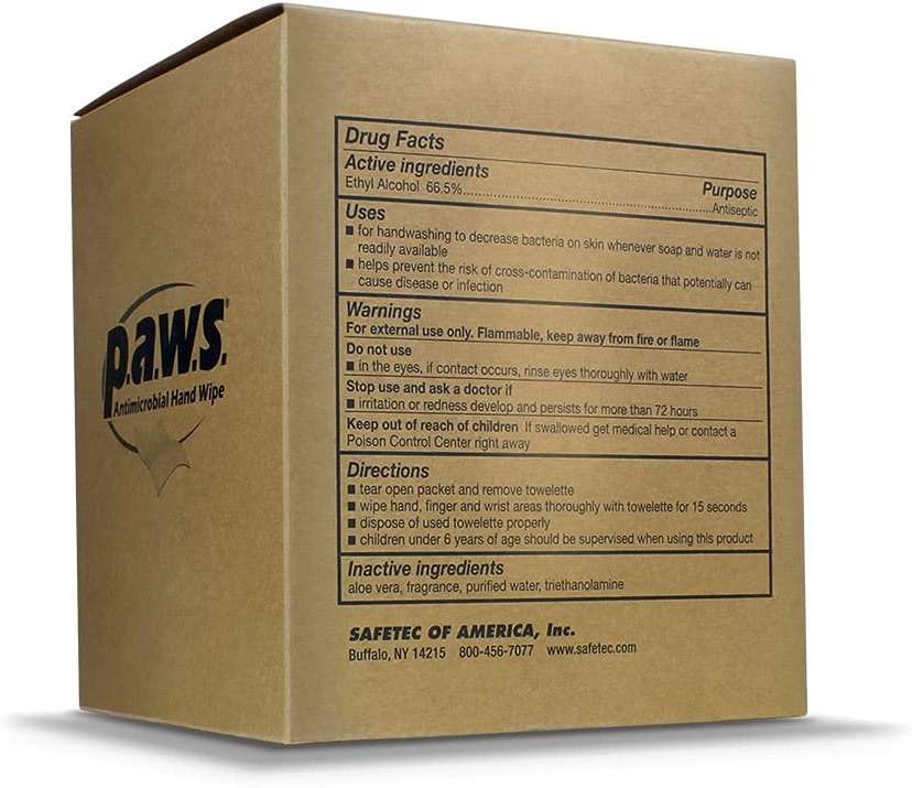 Safetec Paws Hand Wipes, 100 ct. (Individuals) Box (10 Boxes/case) - Image 9