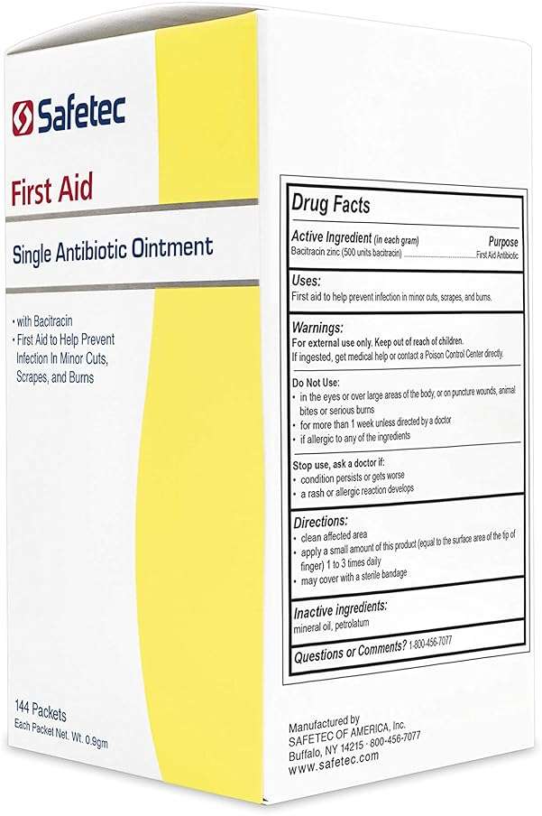 Safetec Antibiotic (Bacitracin) Ointment.9 g. Pouch 144 ct. Box (12 Boxes/case) - Image 6