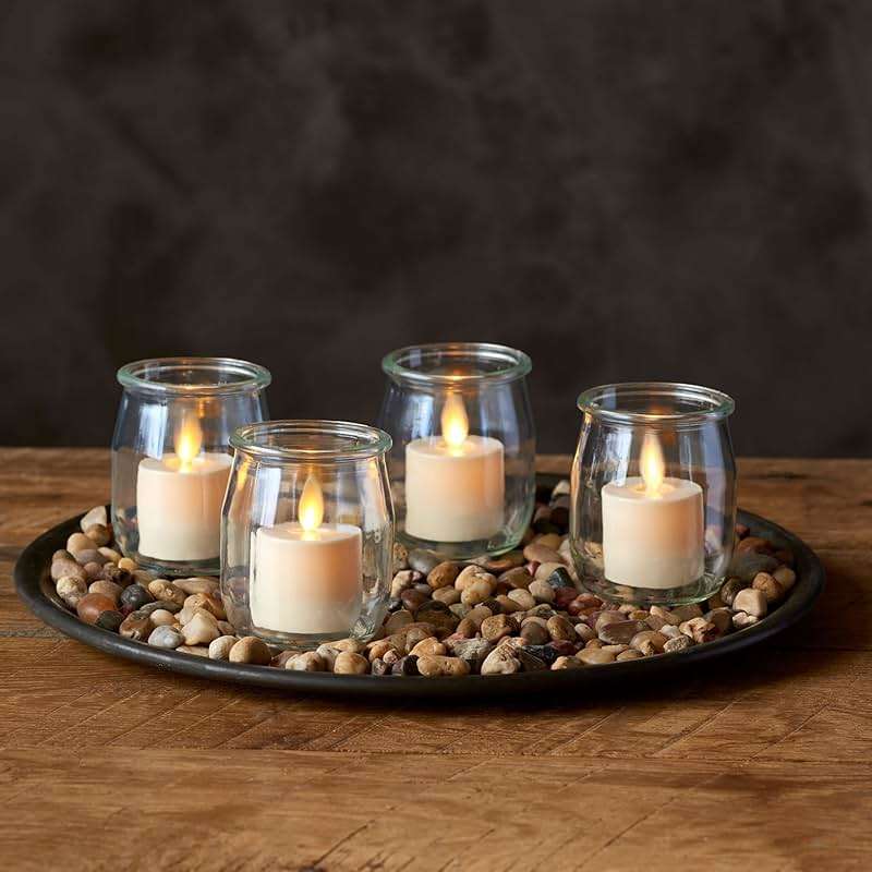 Luminara Flickering Flameless Pearl Ivory Tealights - Warm LED Light Flame Votives - Battery Operated Decor for Dining Room Table Centerpieces, Fireplace Mantel, Dinner Party, Reception - Set of 4 - Image 8
