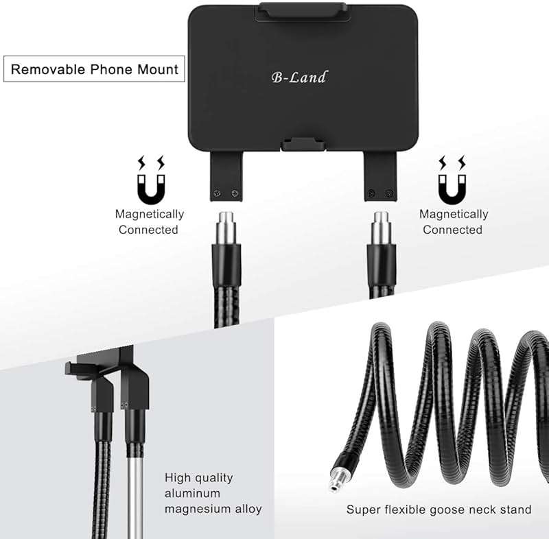 B-Land Cell Phone Holder, Universal Mobile Phone Stand, Lazy Bracket, DIY Flexible Mount Stand with Multiple Function (Black) - Image 4