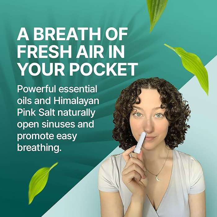 Basic Vigor Pocket Neti Breathe Easy Himalayan Salt Aromatherapy Sinus Inhaler 2 Pack with Essential Oils. Natural Nasal Stick/Nasal Inhaler with Eucalyptus. Made in the USA. - Image 2