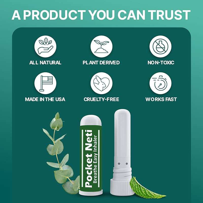 Basic Vigor Pocket Neti Breathe Easy Himalayan Salt Aromatherapy Sinus Inhaler 2 Pack with Essential Oils. Natural Nasal Stick/Nasal Inhaler with Eucalyptus. Made in the USA. - Image 4