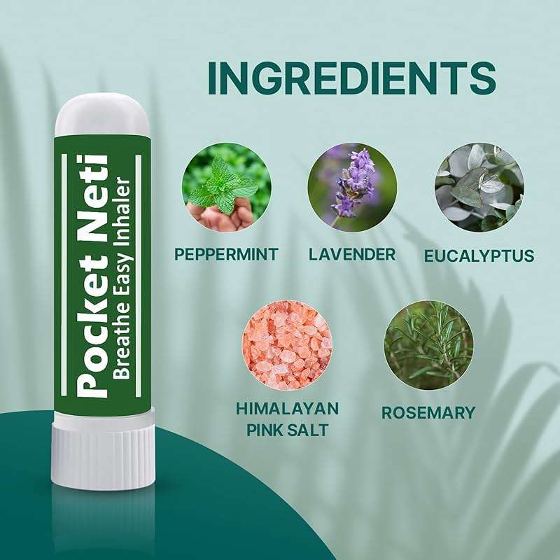 Basic Vigor Pocket Neti Breathe Easy Himalayan Salt Aromatherapy Sinus Inhaler 2 Pack with Essential Oils. Natural Nasal Stick/Nasal Inhaler with Eucalyptus. Made in the USA. - Image 5