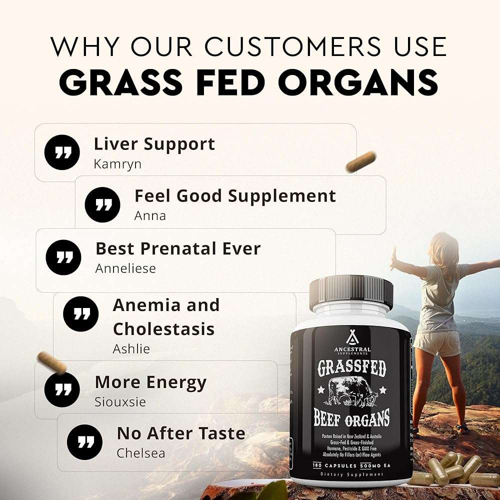 Ancestral Supplements Grass Fed Beef Organ Supplement, Supports Whole Body Wellness with Proprietary Blend of Liver, Heart, Kidney, Pancreas, Spleen, Freeze-Dried Beef, Non-GMO, 180 Capsules - Image 6