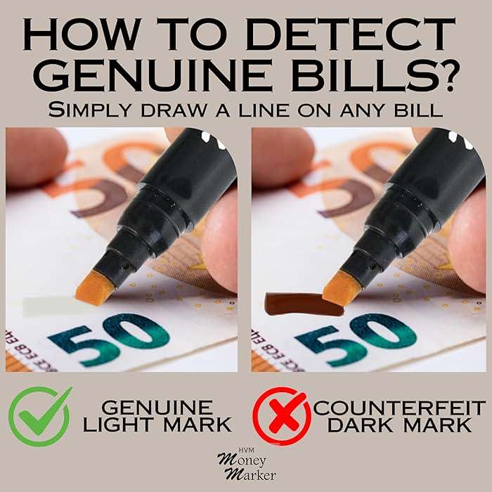 HVM Counterfeit Money Detector Pen (5 Counterfeit Pens) - Money Marker Bill Detector Pen with Upgraded Chisel Tip - Detect Fake Bills, Universal False Currency Checker Pack - Image 4