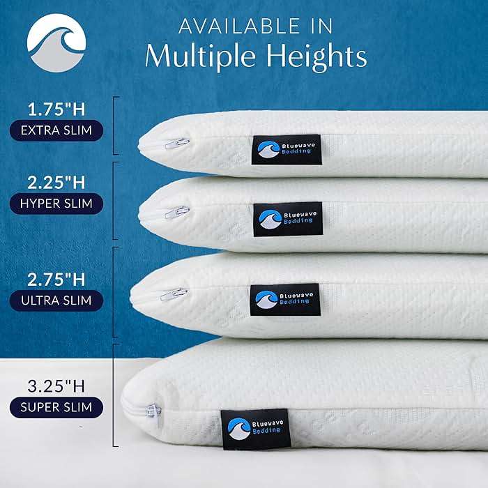 Bluewave Bedding Ultra Slim Gel Memory Foam Pillow for Stomach and Back Sleepers - Thin, Flat Design for Cervical Neck Alignment and Deeper Sleep (2.75-Inches Height, Standard Size) - Image 7