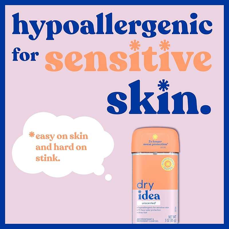Dry Idea Gel Deodorant & Antiperspirant for Women - Hypoallergenic for Sensitive Skin, 2X Longer Sweat Protection*, 72Hr Odor Control, Unscented, Womens Deodorant, 3 oz - Image 4