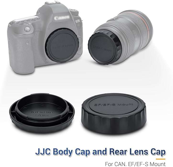 JJC 2-Pack Body Cap Cover and Rear Lens Cap Kit for Canon EOS Rebel T6 T7 T5 T4i T5i T6i T6s T7i T8i SL1 SL2 SL3 60D 70D 77D 80D 90D 5D Mark II III IV 6D 7D & More Canon DSLR Camera with EF EF-S Lens - Image 2