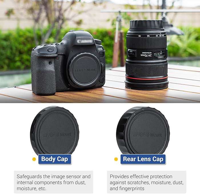 JJC 2-Pack Body Cap Cover and Rear Lens Cap Kit for Canon EOS Rebel T6 T7 T5 T4i T5i T6i T6s T7i T8i SL1 SL2 SL3 60D 70D 77D 80D 90D 5D Mark II III IV 6D 7D & More Canon DSLR Camera with EF EF-S Lens - Image 3