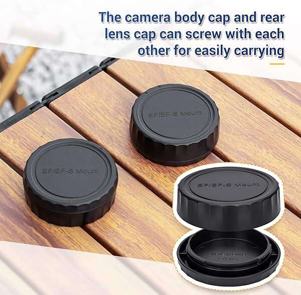JJC 2-Pack Body Cap Cover and Rear Lens Cap Kit for Canon EOS Rebel T6 T7 T5 T4i T5i T6i T6s T7i T8i SL1 SL2 SL3 60D 70D 77D 80D 90D 5D Mark II III IV 6D 7D & More Canon DSLR Camera with EF EF-S Lens - Image 4