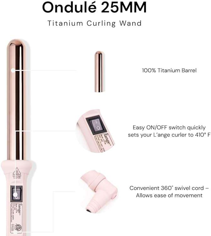 L'ANGE HAIR Ondulé 25MM Titanium Curling Wand | Professional Hot Tools Curling Iron 1 Inch | Salon Hair Styling Wands for Beach Waves | Best Hair Curler Wand for Frizz-Free, Lasting Curls - Image 2